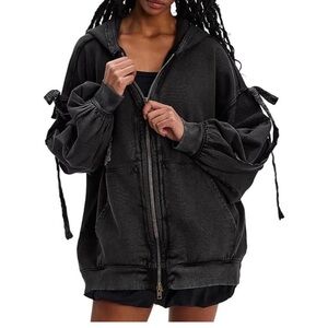 Free The People Bow Girl Sweatshirt Black Women’s Size Small